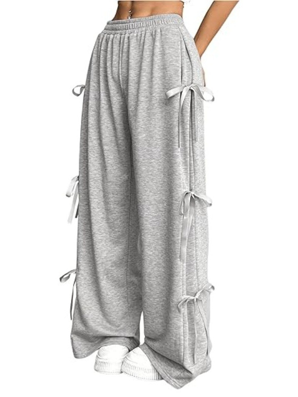 Moteriškos plačios sportinės kelnės su aukštu juosmeniu ir elastine juosta, medvilnė su elastanu, laisvas kirpimas, saldus stilius