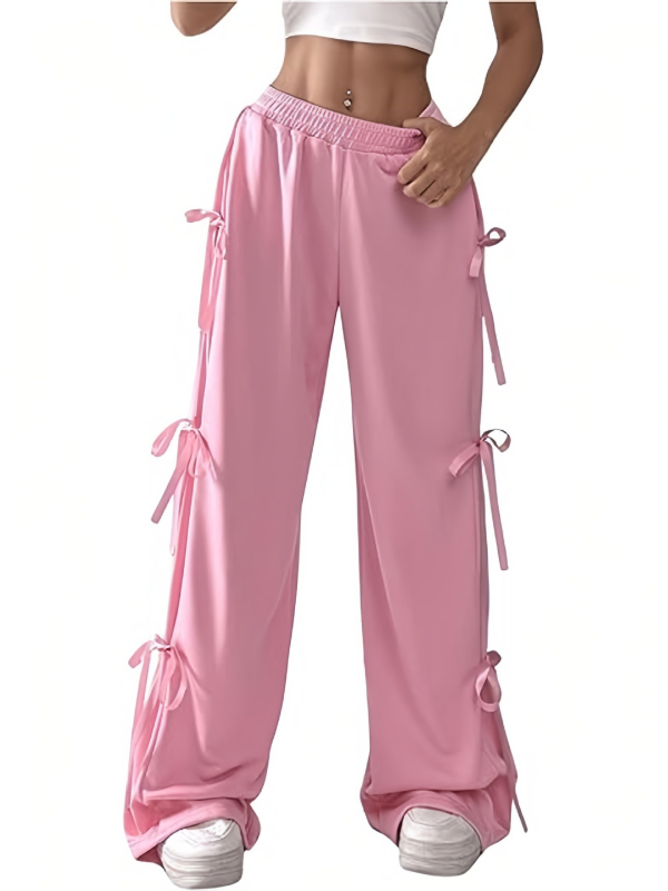 Moteriškos plačios sportinės kelnės su aukštu juosmeniu ir elastine juosta, medvilnė su elastanu, laisvas kirpimas, saldus stilius
