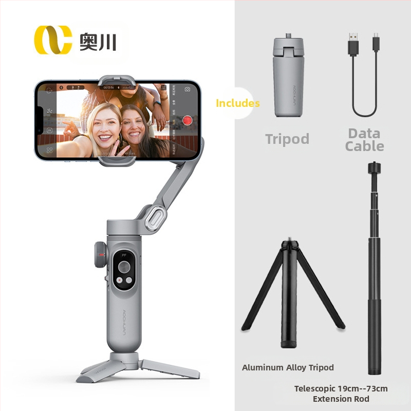 Okawa háromtengelyes okostelefon-stabilizátor arcfelismeréssel, kézi gimbal videókhoz; kompatibil telefonok 88 mm szélességig és 280 g súlyig; készülék súlya 295 g; kézi telepítés; 2022-ben jelent meg; 1 éves garancia.