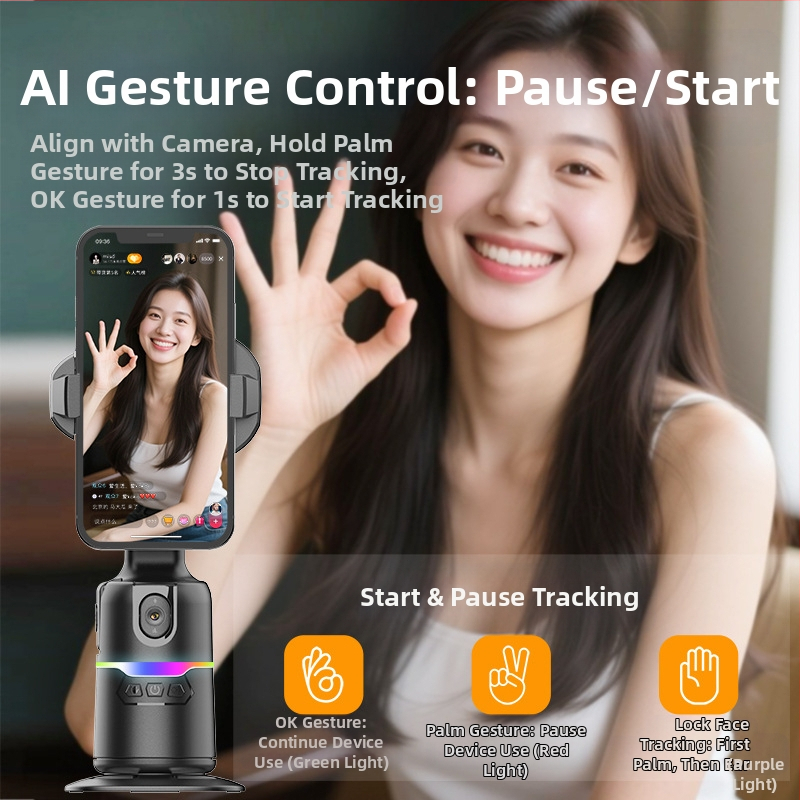 Стабилизатор за смартфон с автоматично проследяване и 360° въртене — без монтаж, тегло 290 g, едногодишна гаранция