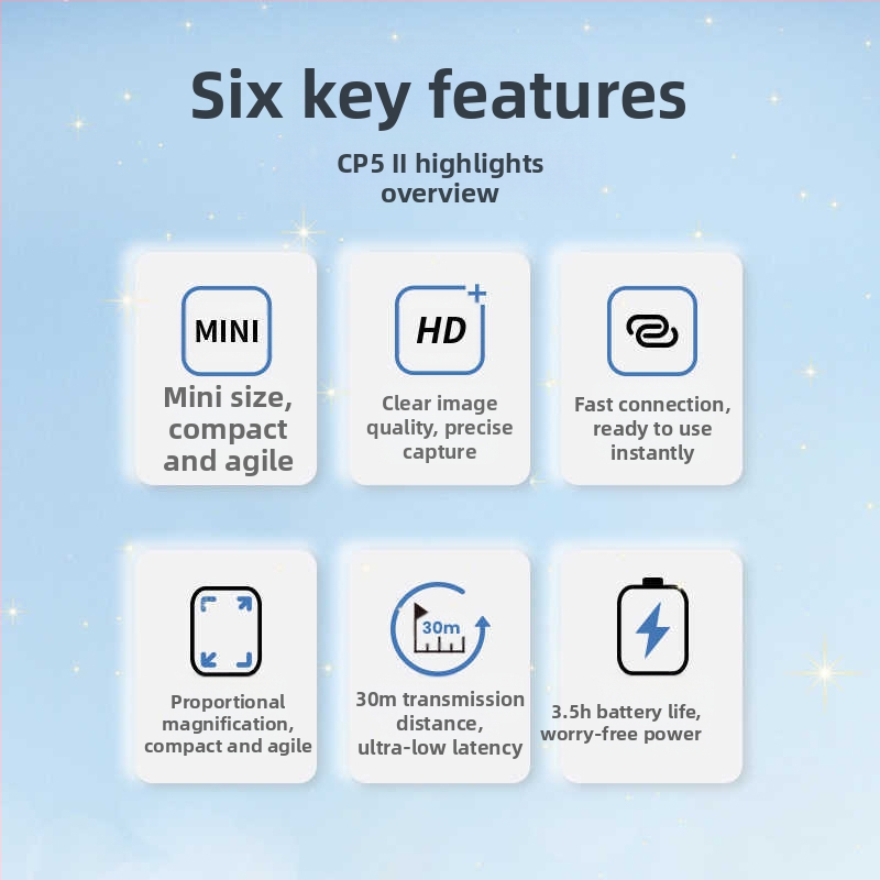 CP5 II Задно селфи устройство за мобилен телефон, безжично проектиране на екран, макс. товароносимост 2–5 кг, тегло 62 г