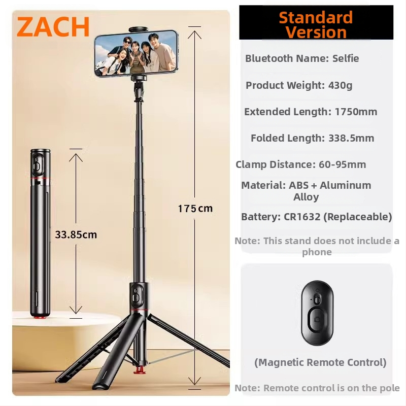 Nuotraukų ir vaizdo įrašų trikojis iš ABS + aliuminio lydinio, vaizdo stabilizavimas, įmontuotas apšvietimas, Bluetooth, nuotolinio valdymo pultas