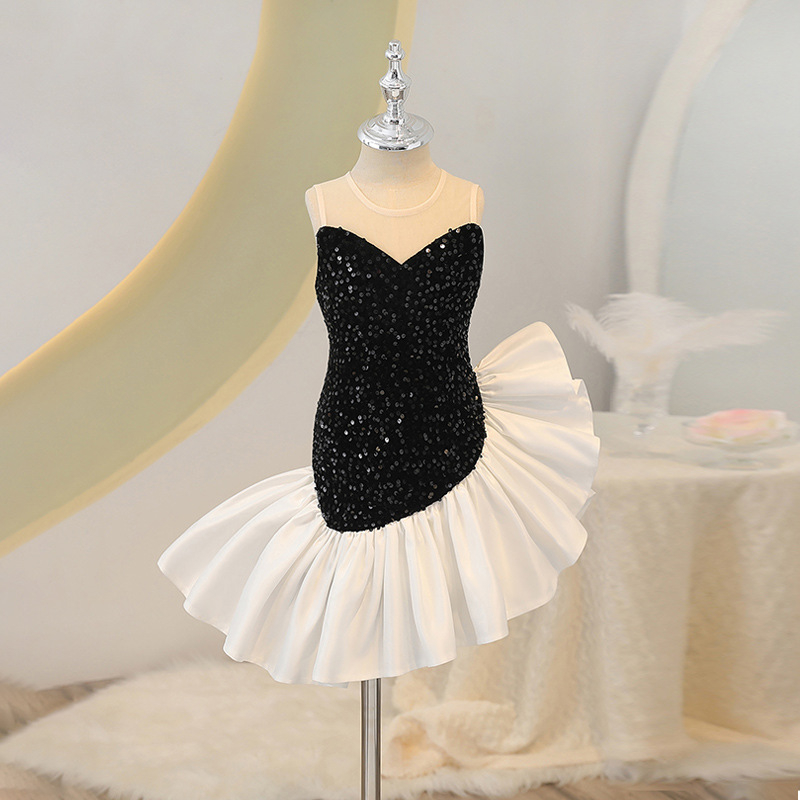 Gyerekeknek szóló hercegnő ruha sellőfarokkal, nyár 2025 — poliészter anyag, belső pamut bélés, lányoknak 3–8 évesek, hercegnő stílus