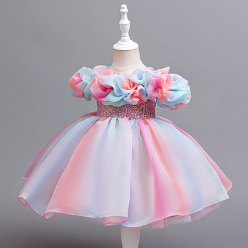 GULULU Rochie pentru copii cu unicorn tutu, stil prințesă, material poliester plisat, pentru vârsta 3–8 ani, vară 2025