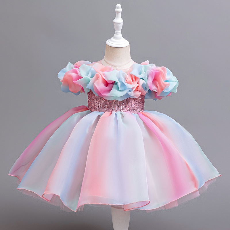 GULULU Rochie pentru copii cu unicorn tutu, stil prințesă, material poliester plisat, pentru vârsta 3–8 ani, vară 2025