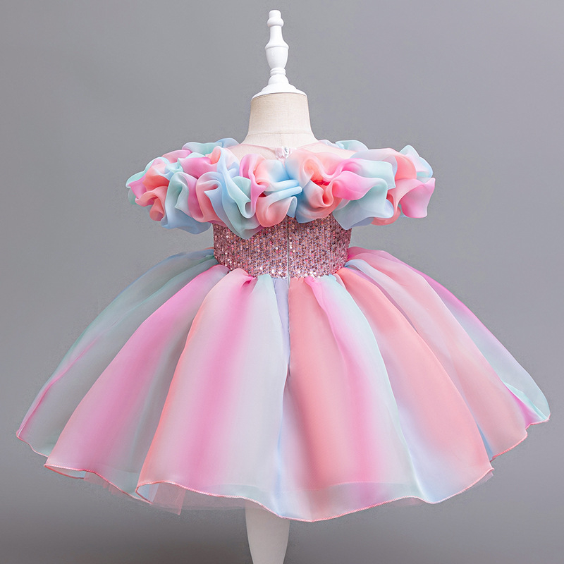 GULULU Rochie pentru copii cu unicorn tutu, stil prințesă, material poliester plisat, pentru vârsta 3–8 ani, vară 2025