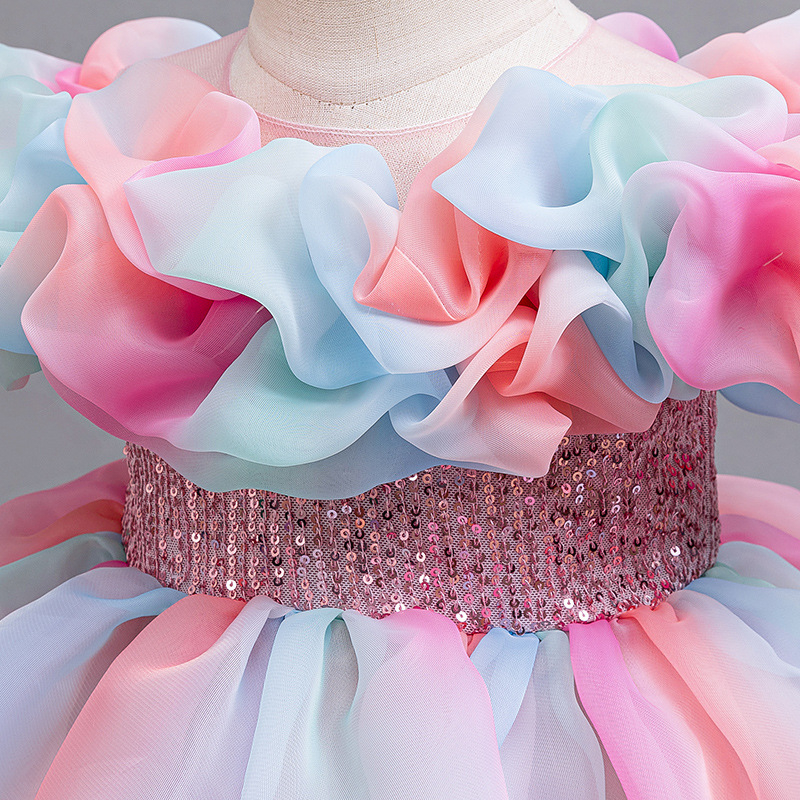 GULULU Rochie pentru copii cu unicorn tutu, stil prințesă, material poliester plisat, pentru vârsta 3–8 ani, vară 2025