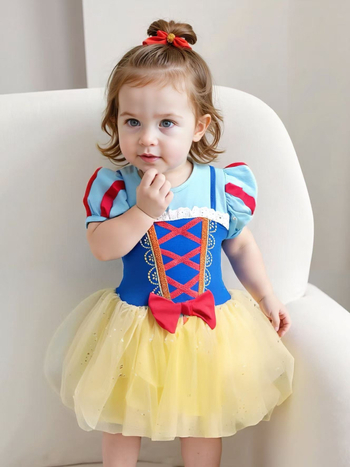 Ολόσωμο ρούχο-romper για κοριτσάκια με θέμα πριγκίπισσα, καλοκαίρι/άνοιξη, πολυεστέρας, κοντά μανίκια, διπλό κλείσιμο