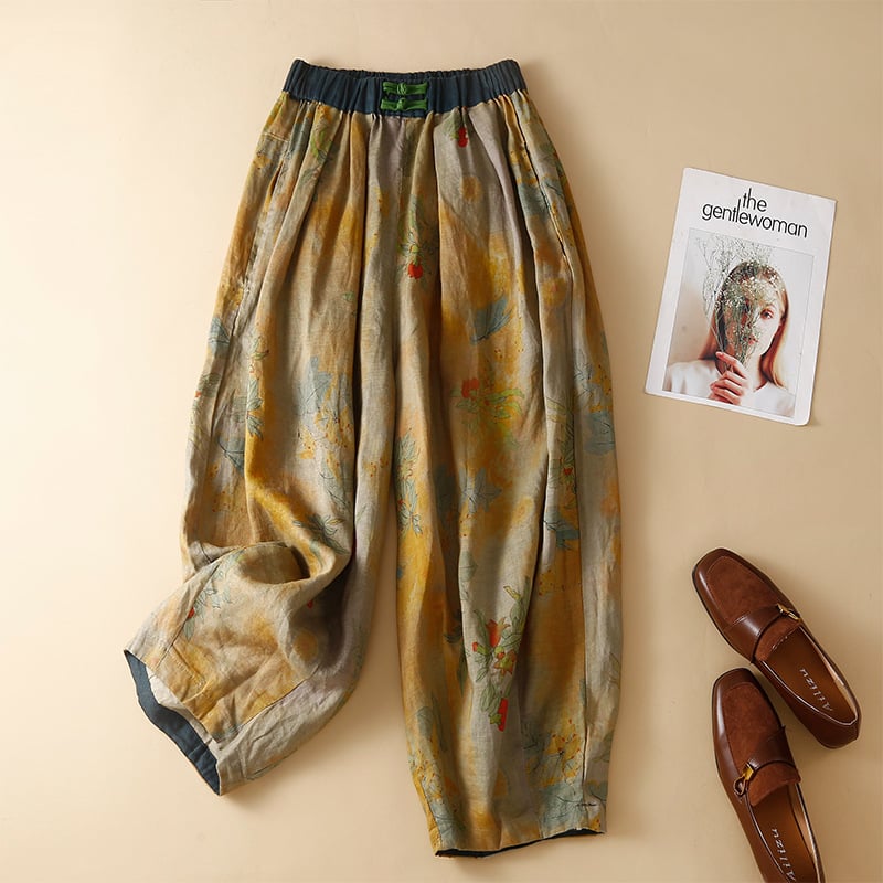 Levia ženske casual hlače cropped wide-leg, opuštena struka, tanka mješavina poliester-pamuk (50–70% poliester / 30–50% pamuk), proljeće 2025, japansko-korejski leisure stil