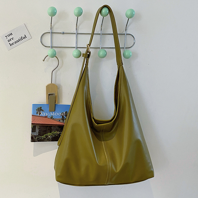 Női vállon átvetett táska városi egyszerű stílusban, PU bőr, vödörtáska forma, mágneses zár, telefontartó zseb.