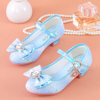 PU bőrű lányos gyerekcipő strasszos masnival, Velcro-zárás, alacsony felső rész, gumitalp