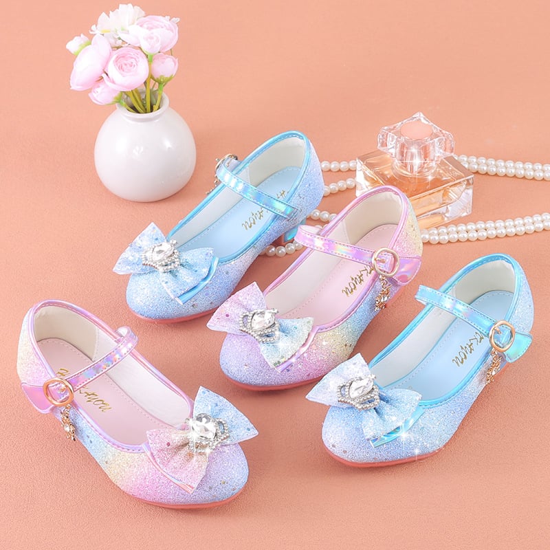 PU bőrű lányos gyerekcipő strasszos masnival, Velcro-zárás, alacsony felső rész, gumitalp