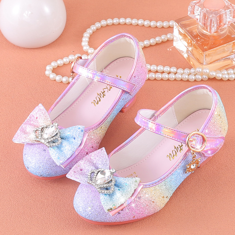 PU bőrű lányos gyerekcipő strasszos masnival, Velcro-zárás, alacsony felső rész, gumitalp