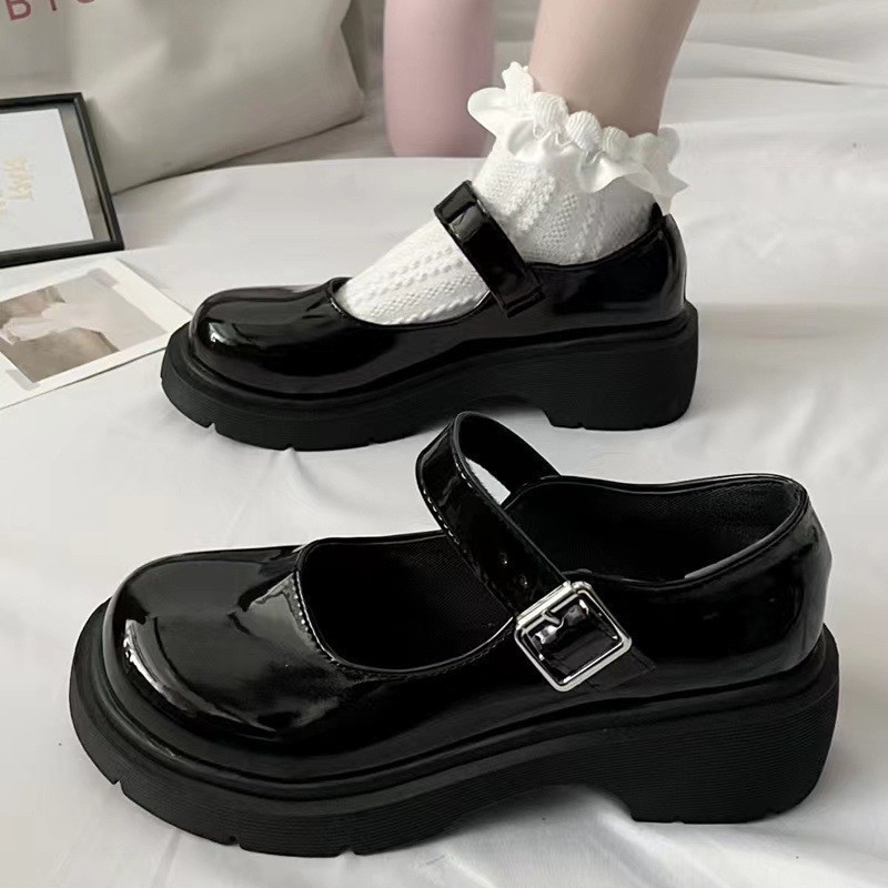 Παπούτσια Mary Jane για γυναίκες - PU άνω μέρος, στρογγυλή μύτη, χαμηλό φαρδύ τακούνι, λαστιχένια σόλα, στυλ δρόμου