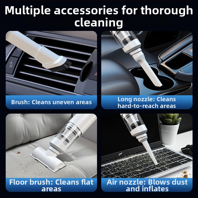 Ръчен автомобилен вакуум, безжичен, презареждащ се, 7.4V, 80W, всмукване 9000Pa