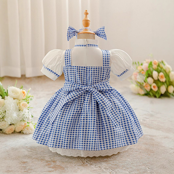 Rochie cosplay Dorothy pentru fete, carouri, țesătură amestec din bumbac (65% poliester, 35% bumbac), Enzyme Wash, MQATZ, Vara 2025