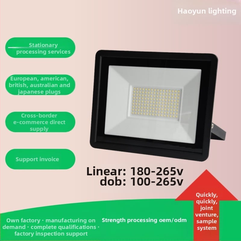 LED προβολέας εξωτερικού χώρου HY-H013, 220V, γωνία δέσμης 120°, IP66, 60–120 lm/W