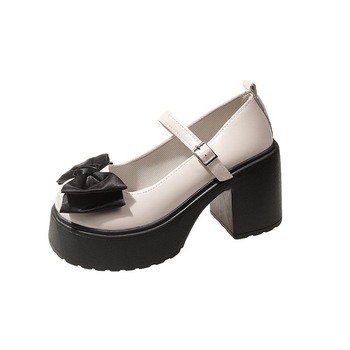 Παπούτσια Mary Jane, PU επάνω μέρος, στρογγυλή μύτη, τακούνι 6-8 εκ., κλείσιμο με αγκράφα, καουτσούκ σόλα