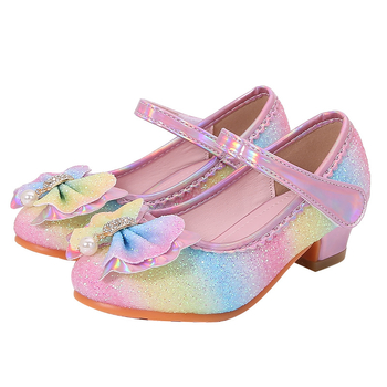 Pantofi de prințesă pentru fete, din PU, cu Velcro - partea superioară PU, branț PU, talpă din tendon de vită, Primăvara 2025