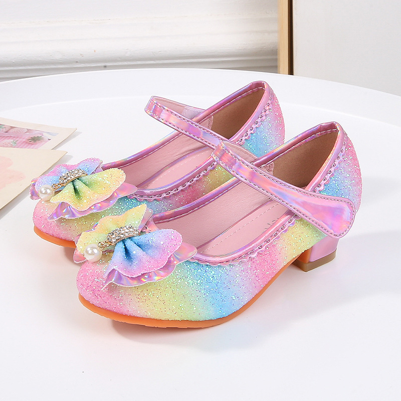 Lányoknak hercegnő PU bőr cipő Velcro zárással - felső PU, PU belső, marha ín talp, 2025 tavasz