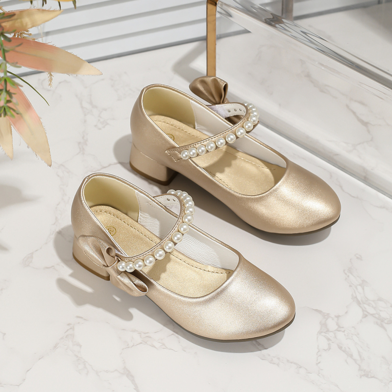 Lányoknak szóló bőrcipő, tehénbőr, Velcro-zár, hercegnő stílus, alacsony felső rész, nyárra