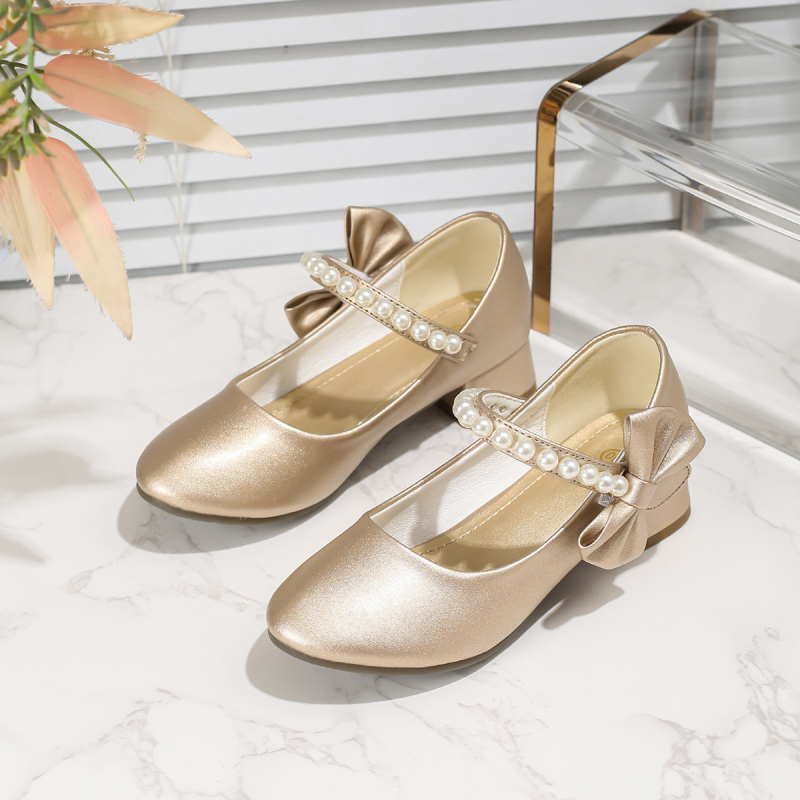 Lányoknak szóló bőrcipő, tehénbőr, Velcro-zár, hercegnő stílus, alacsony felső rész, nyárra