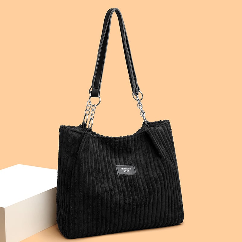 Tote торба от Corduroy, хоризонтална квадратна форма, цип за отваряне, вътрешен джоб с цип, марка Xi yali