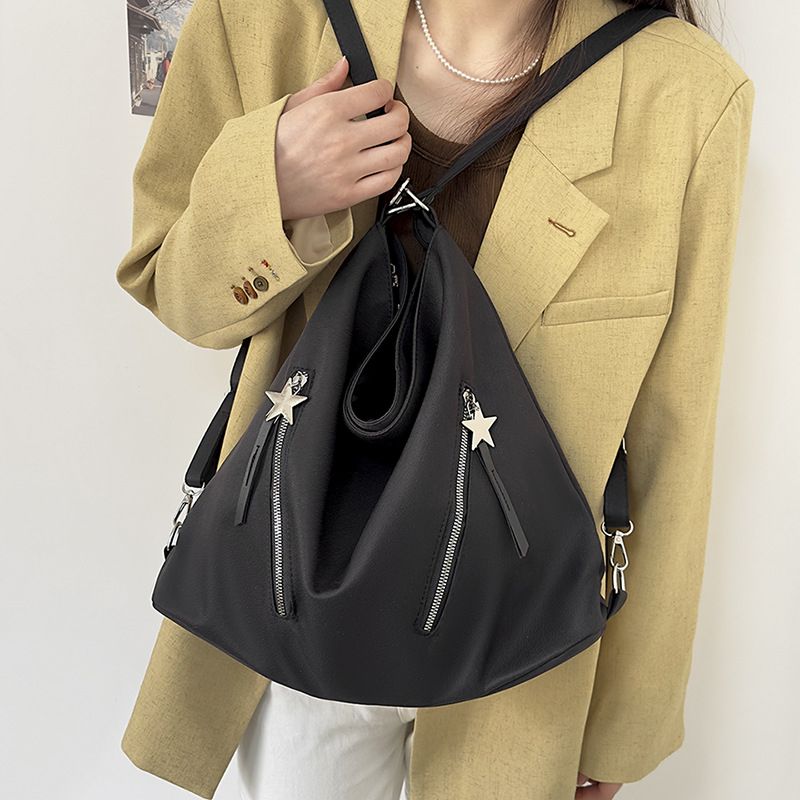 Változatos tote/válltáska/hátizsák, városi egyszerű stílus, Oxford anyag, vízszintes négyzetes forma, cipzáras nyitás, belső zsebek telefonhoz és személyi igazolványhoz