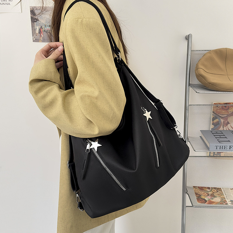 Változatos tote/válltáska/hátizsák, városi egyszerű stílus, Oxford anyag, vízszintes négyzetes forma, cipzáras nyitás, belső zsebek telefonhoz és személyi igazolványhoz