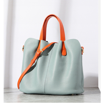 Oubao valódi bőr tote táska zipzáras zárással, kereszttáska/válltáska stílus, marhabőr bélés, nagy kapacitás, 2018 tavasz bevezetés