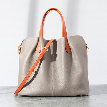 Oubao valódi bőr tote táska zipzáras zárással, kereszttáska/válltáska stílus, marhabőr bélés, nagy kapacitás, 2018 tavasz bevezetés