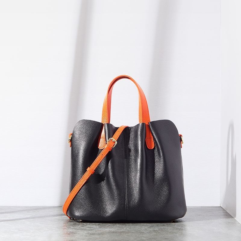 Oubao valódi bőr tote táska zipzáras zárással, kereszttáska/válltáska stílus, marhabőr bélés, nagy kapacitás, 2018 tavasz bevezetés