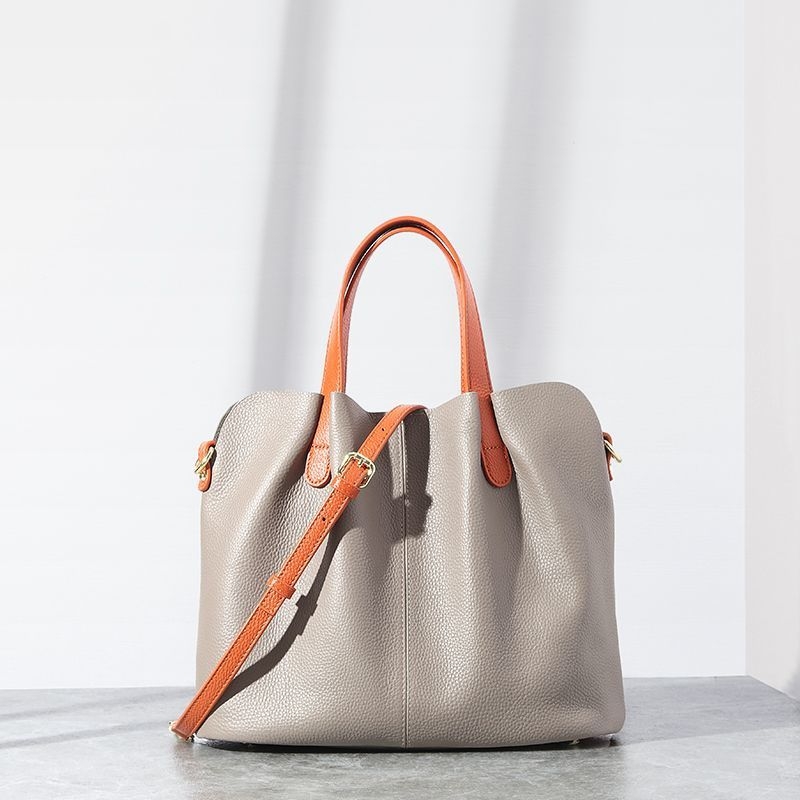 Oubao valódi bőr tote táska zipzáras zárással, kereszttáska/válltáska stílus, marhabőr bélés, nagy kapacitás, 2018 tavasz bevezetés