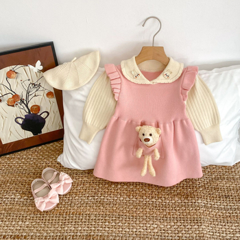 Φόρεμα για νεογέννητα κορίτσια - μακρυμάνικο, Α-γραμμή, 100% βαμβάκι, επένδυση από βαμβάκι