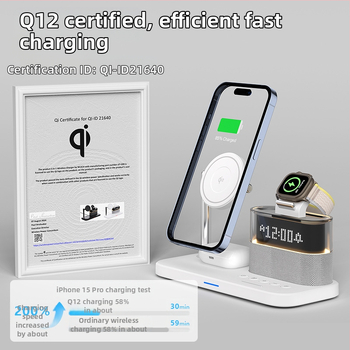 Qi2 μαγνητικός 3-σε-1 ασύρματος φορτιστής για τη σειρά iPhone 12–15 και Apple Watch, επιτραπέζιος φορτιστής, συνολική ισχύς 25W, έξοδος 15W για κινητό, 5W για ακουστικά, 3W για ρολόι, QC4.0