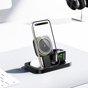 3-σε-1 Ασύρματος Φορτιστής με Μαγνητική Πτυσσόμενη Βάση και Τηλεσκοπικό Σχεδιασμό για iPhone – Μέχρι 15W, QC3.0
