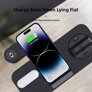 Vineeds Διπλωτός Ασύρματος Φορτιστής Έξι Σε Ένα – 15W QC Γρήγορη Φόρτιση, Πτυσσόμενο Qi Φορτιστής, Μη Μαγνητικός