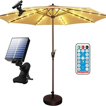 Lauko skėtinių dekoratyvinės LED lemputės — saulės energija/USB/baterija, IP67, 5V 2W, nuotolinis valdymas