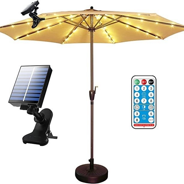 Lauko skėtinių dekoratyvinės LED lemputės — saulės energija/USB/baterija, IP67, 5V 2W, nuotolinis valdymas