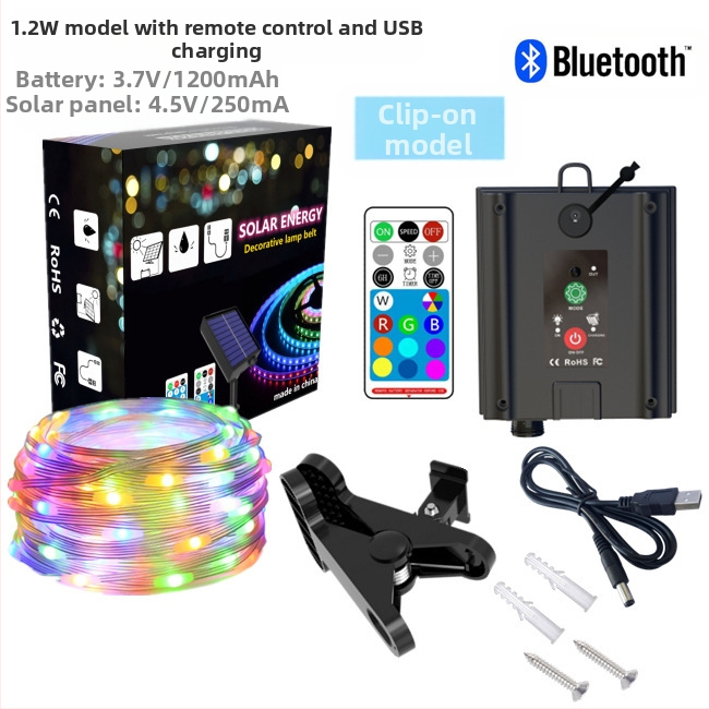 Lauko skėtinių dekoratyvinės LED lemputės — saulės energija/USB/baterija, IP67, 5V 2W, nuotolinis valdymas