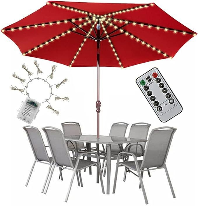 Lauko skėtinių dekoratyvinės LED lemputės — saulės energija/USB/baterija, IP67, 5V 2W, nuotolinis valdymas