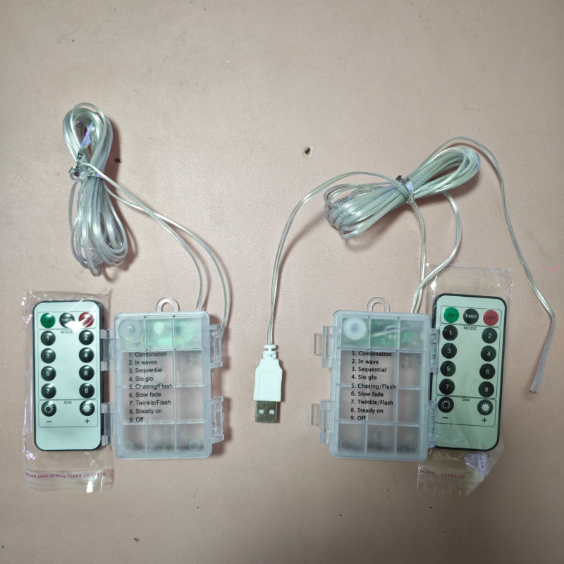 Lauko skėtinių dekoratyvinės LED lemputės — saulės energija/USB/baterija, IP67, 5V 2W, nuotolinis valdymas