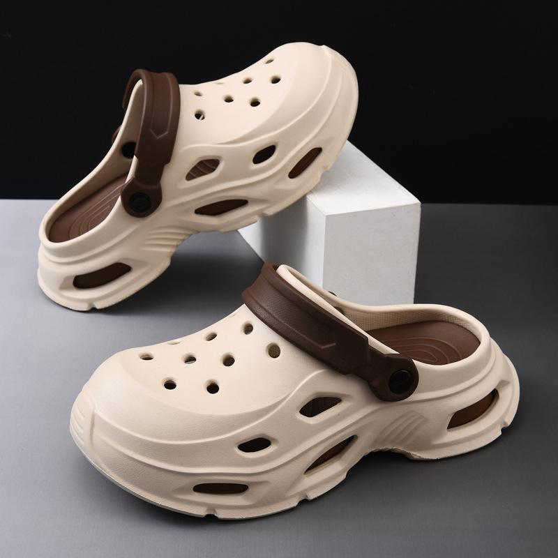 Мъжки ежедневни сандали с дебела EVA подметка, дупчена горна част, EVA стелка, инжекционно формована подметка, лято (Подметка: EVA; Върх: EVA; Стелка: EVA; Подметка: Инжекционно формована; Сезон: Лято)