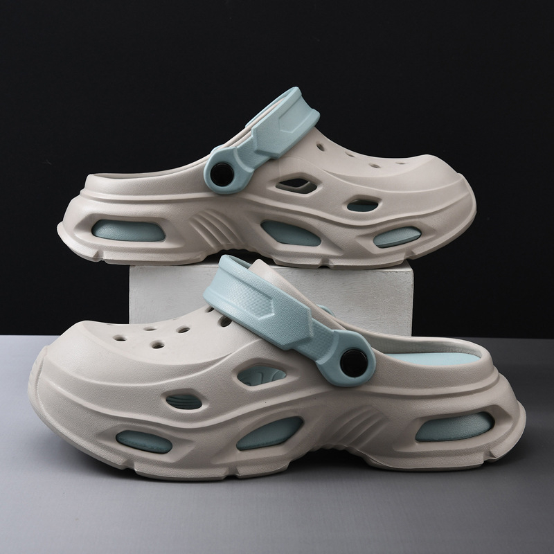 Мъжки ежедневни сандали с дебела EVA подметка, дупчена горна част, EVA стелка, инжекционно формована подметка, лято (Подметка: EVA; Върх: EVA; Стелка: EVA; Подметка: Инжекционно формована; Сезон: Лято)