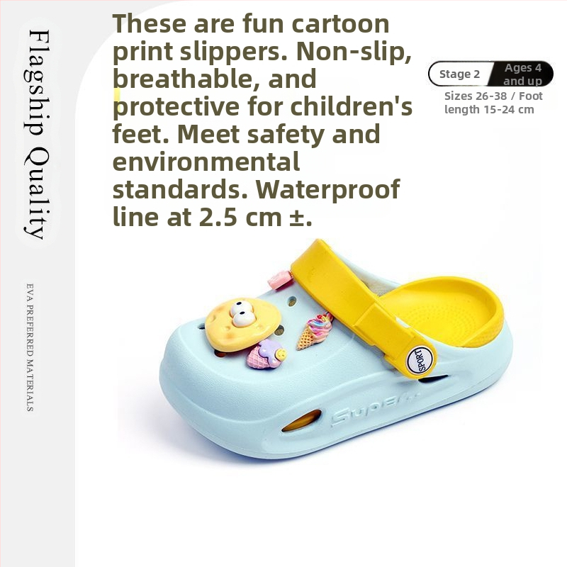 Bērnu Crocs stila EVA sandales, pretslidējošas, vasara 2025, vecums 4–6 gadi