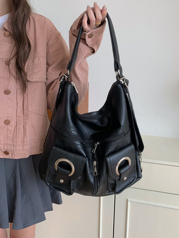 PU anyagú keresztpántos táska, koreai stílus, nagy kapacitás, cipzáras nyitás, belső cipzáras zseb és telefonzseb