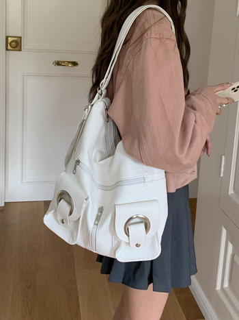 PU anyagú keresztpántos táska, koreai stílus, nagy kapacitás, cipzáras nyitás, belső cipzáras zseb és telefonzseb