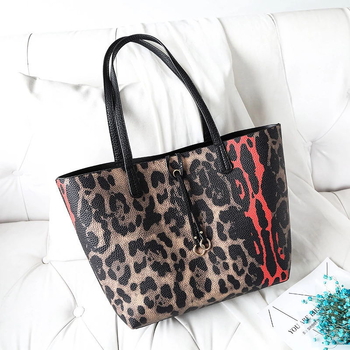 PVC tote torba s leopardovim uzorkom, vertikalni kvadratni oblik, gornji otvor, ID džep