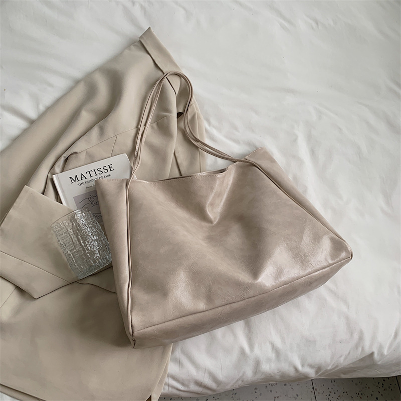 PU bőrből készült laza válltáska, utcai stílus, vízszintes négyszögletes forma, cipzár, egy vállpánt