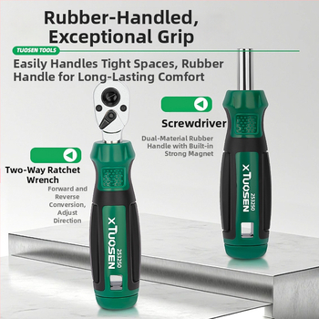 Tuosen ratchet veržtuvų rinkinys su keičiamais bitais, kryžminė ir plokščia galvutė, anglies plienas